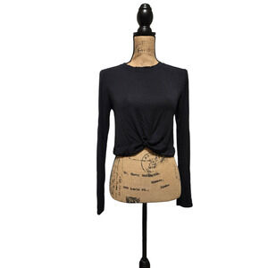 IVL black long sleeve twist front crop top, size 6
